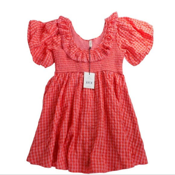 SPELL Strawberry Fields Mini Dress Gingham Print Sz L - Picture 1 of 9